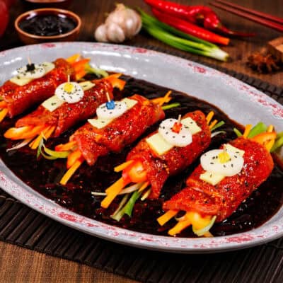 Oriental Black Bean Beef Parcels