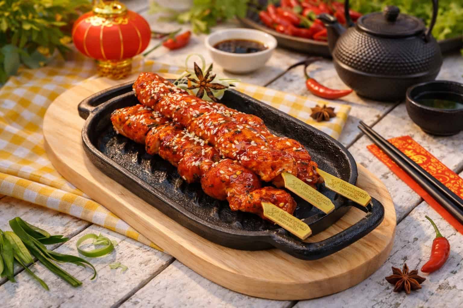 Chinese Pork Belly Skewers