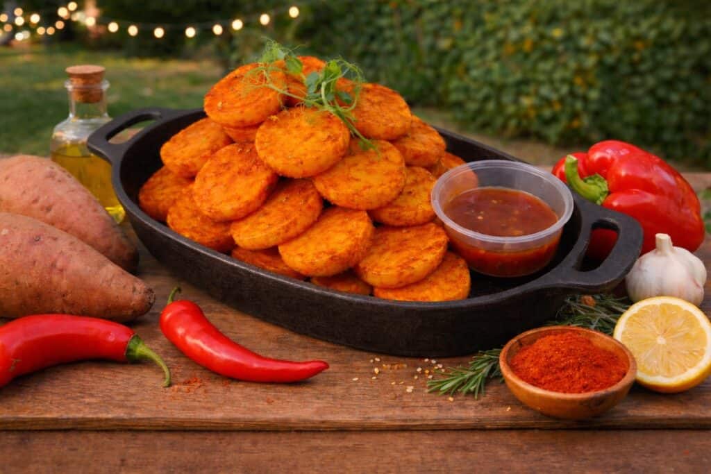 Smoked Paprika Sweet Potatoes with Honey Chilli Dressing