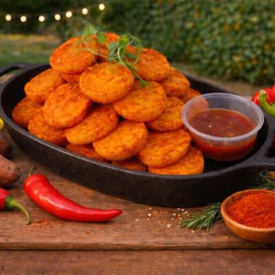 Smoked Paprika Sweet Potatoes with Honey Chilli Dressing