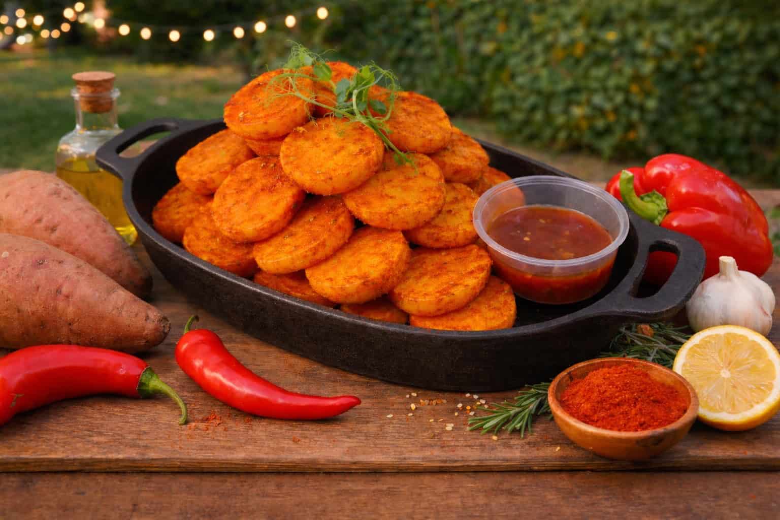 Smoked Paprika Sweet Potatoes with Honey Chilli Dressing