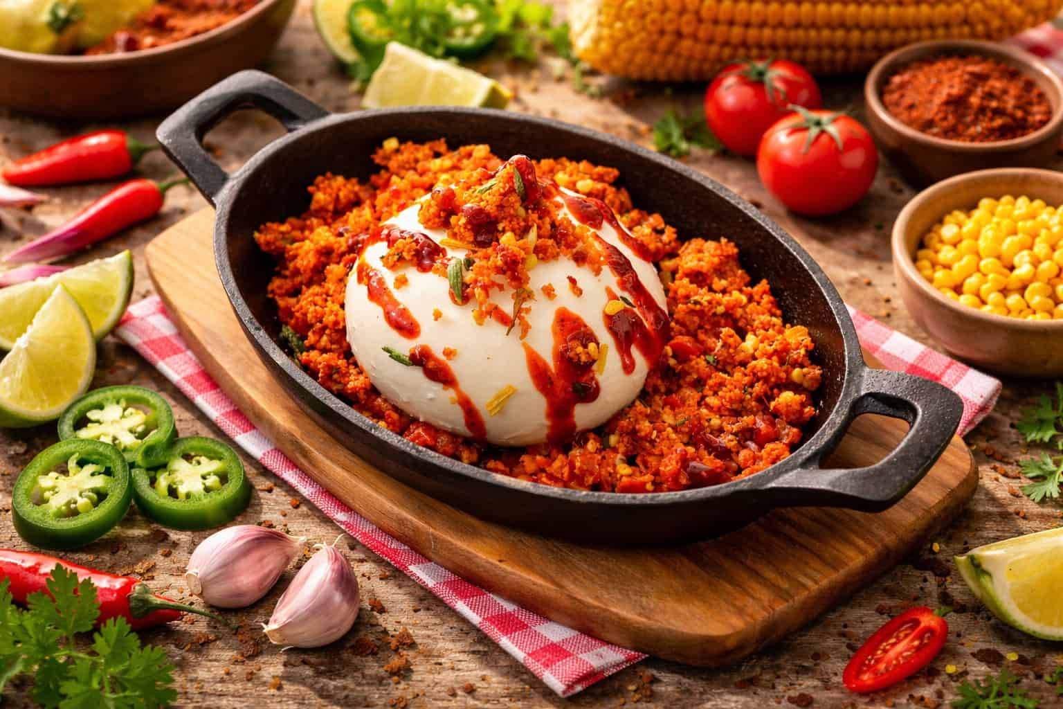 Melting Burrata With Chorizo & Tex Mex Crumble