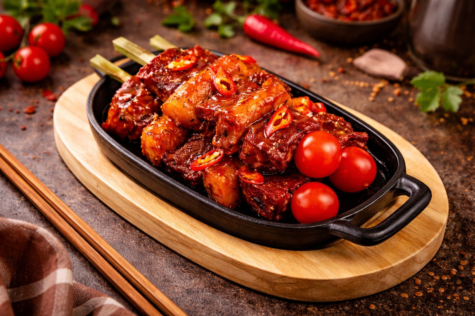 Harissa Hot Honey Mixed Skewers