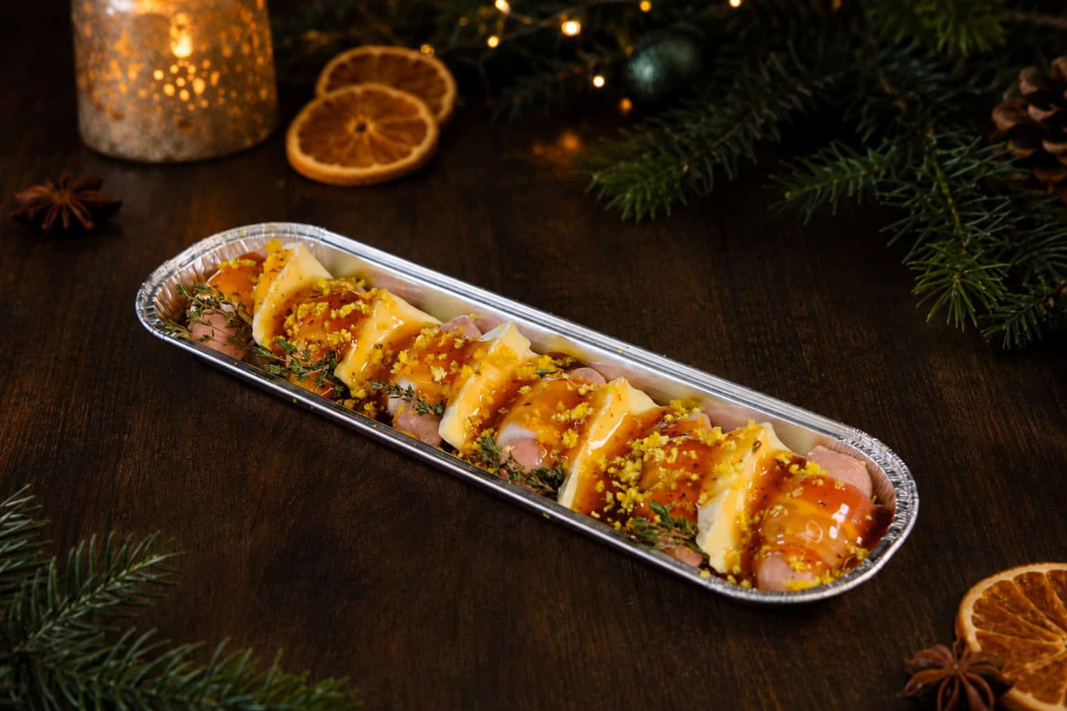 Orange Glazed Pigs in Blankets with Brie