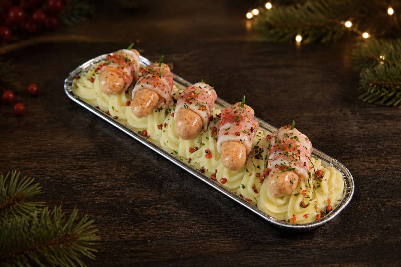 Festive Blanket Bites with Mash